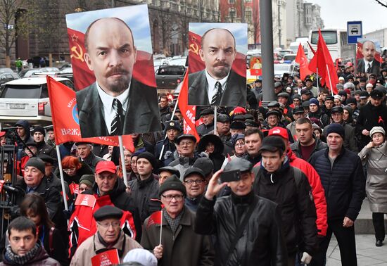 Russian Communist Party's march in Moscow