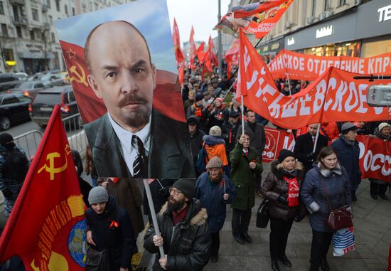 Russian Communist Party's march in Moscow