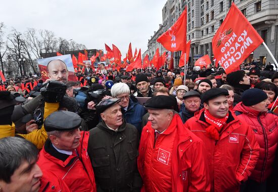 Russian Communist Party's march in Moscow