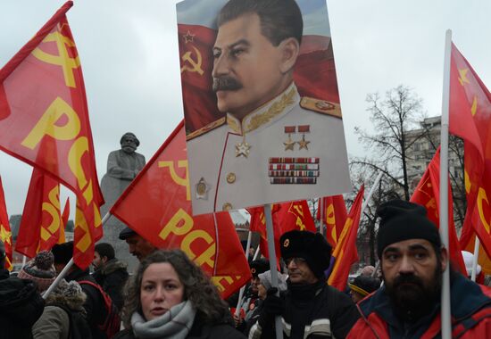 Russian Communist Party's march in Moscow