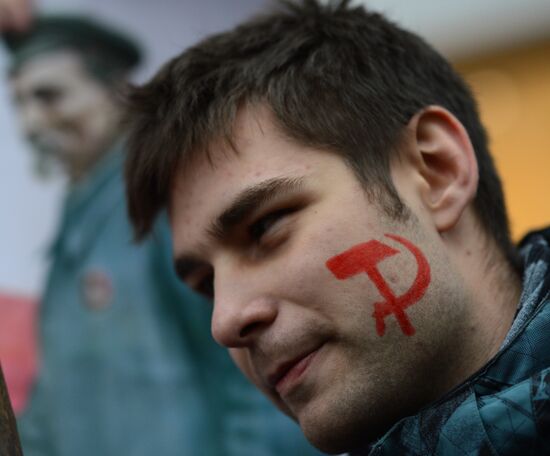Russian Communist Party's march in Moscow