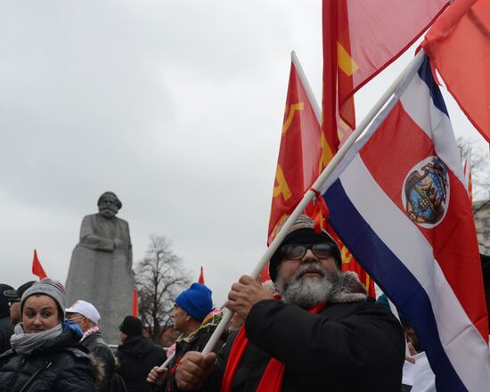 Russian Communist Party's march in Moscow