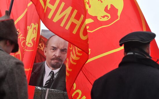 Russian Communist Party's march in Moscow