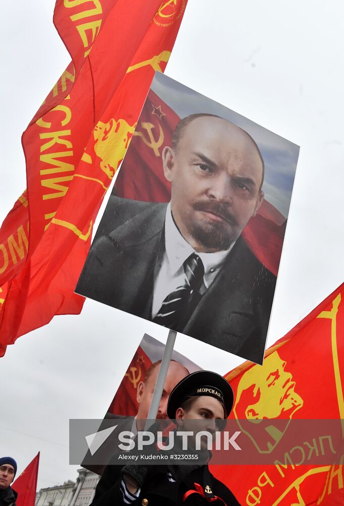 Russian Communist Party's march in Moscow