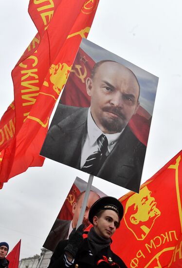 Russian Communist Party's march in Moscow