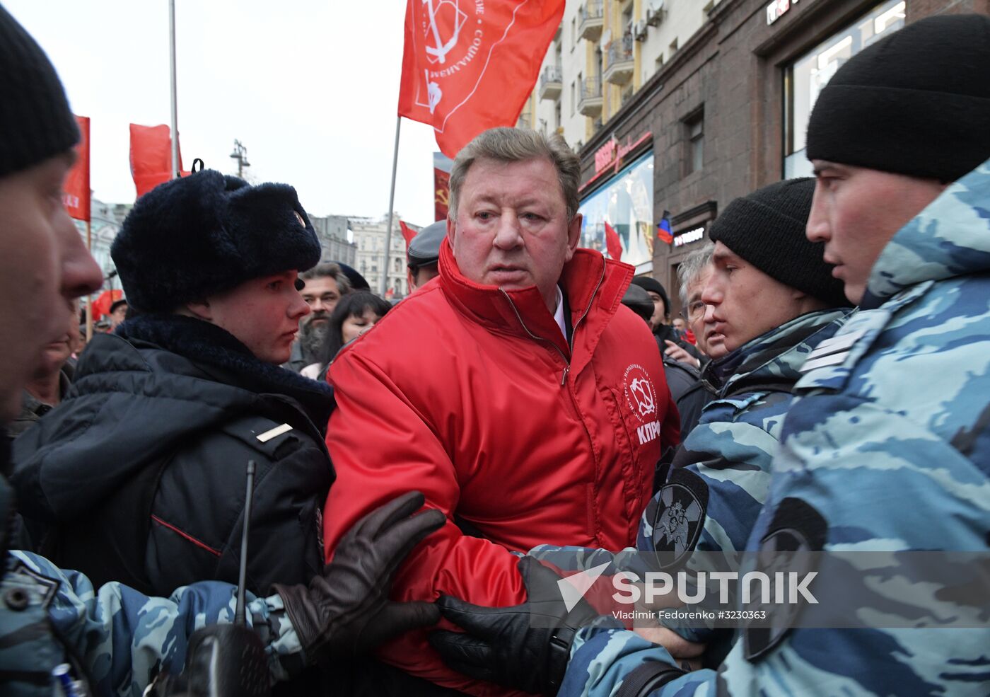 Russian Communist Party's march in Moscow