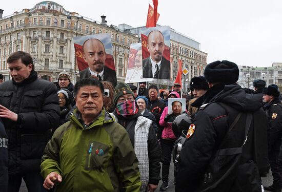 Russian Communist Party's march in Moscow