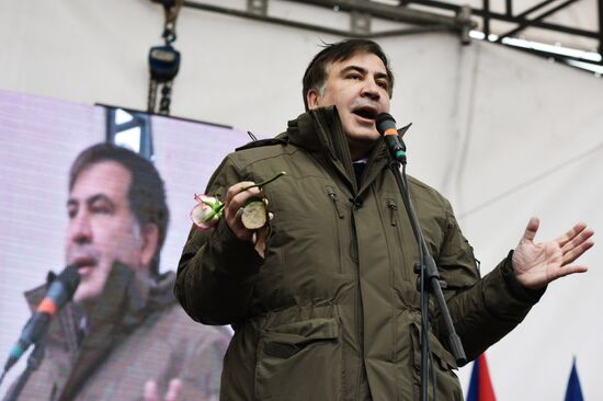 Mikheil Saakashvili's party holds rally in Kiev