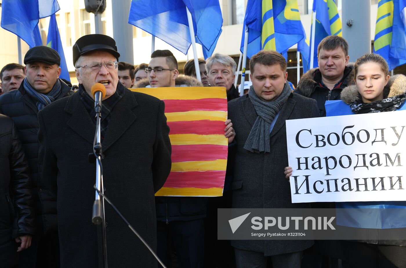 Russian Liberal Democratic Party stages rally to support Catalan independence movement