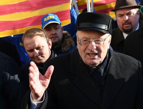 Russian Liberal Democratic Party stages rally to support Catalan independence movement