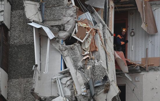 Aftermath of apartment house collapse in Izhevsk