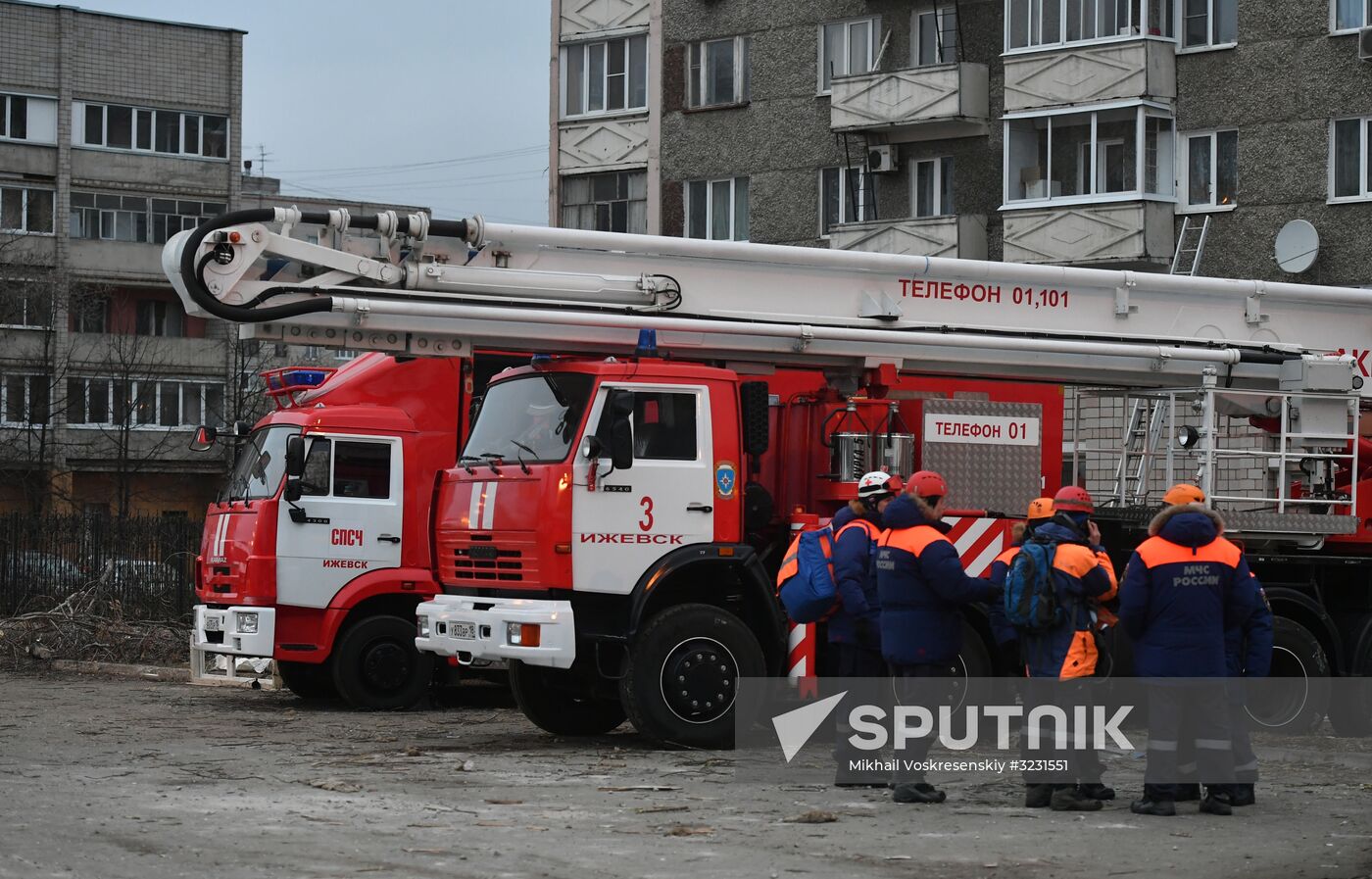 Aftermath of apartment house collapse in Izhevsk