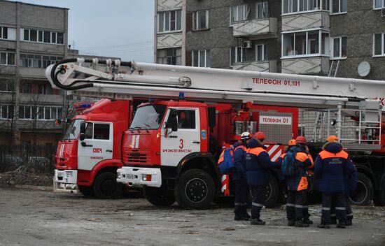 Aftermath of apartment house collapse in Izhevsk