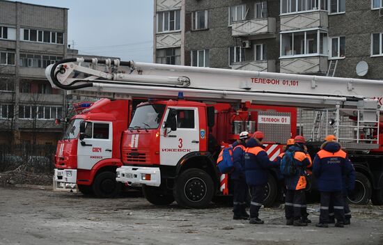 Aftermath of apartment house collapse in Izhevsk