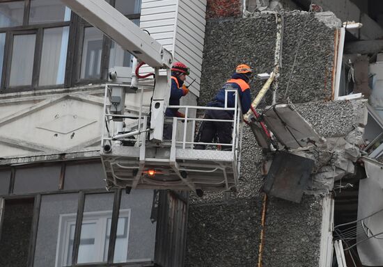 Aftermath of apartment house collapse in Izhevsk