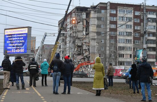 Aftermath of apartment house collapse in Izhevsk