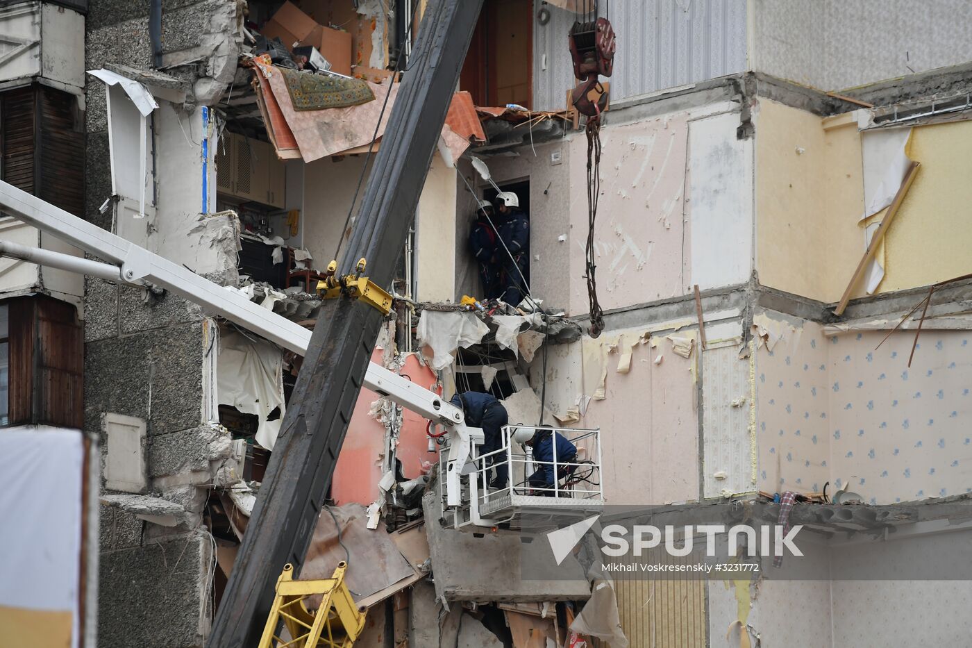 Aftermath of apartment house collapse in Izhevsk