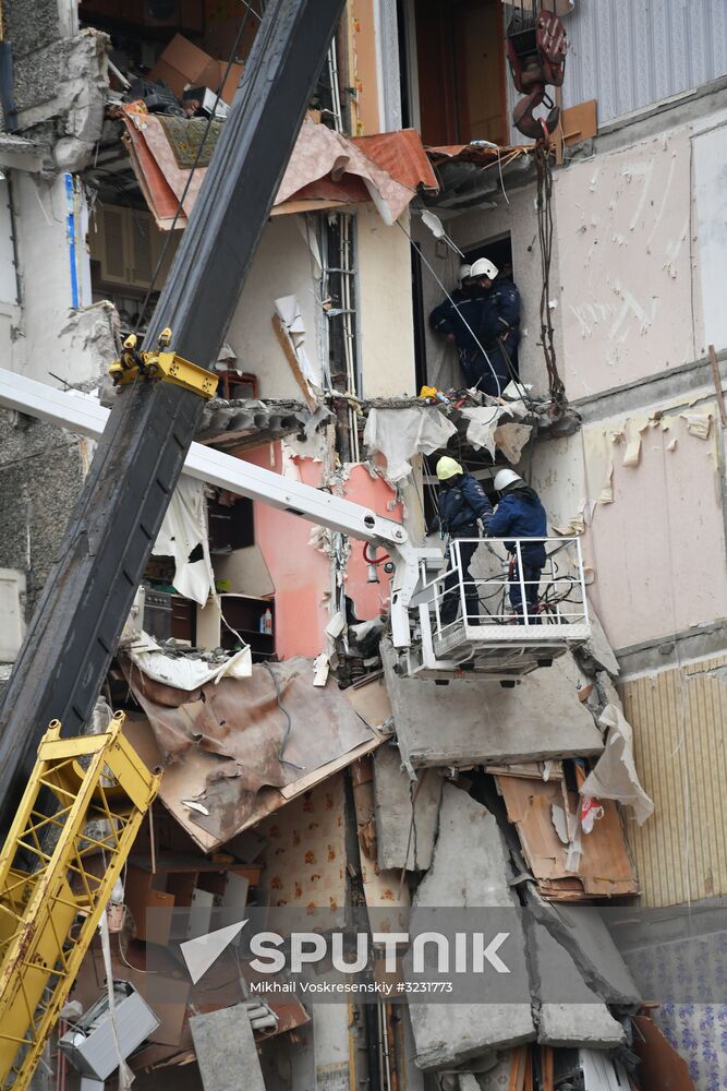 Aftermath of apartment house collapse in Izhevsk