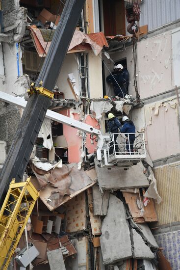 Aftermath of apartment house collapse in Izhevsk