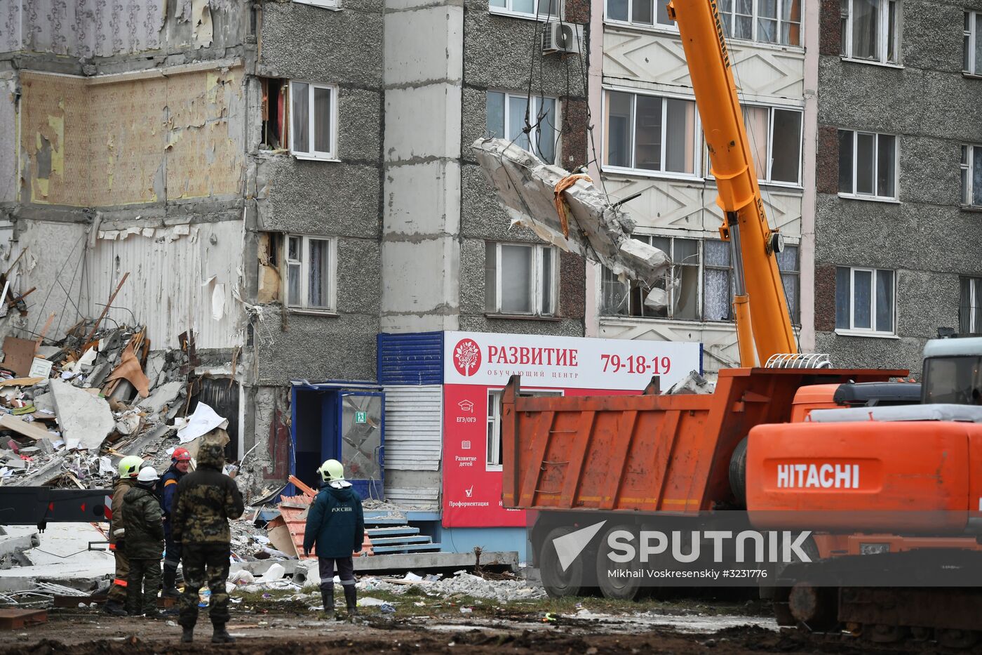 Aftermath of apartment house collapse in Izhevsk