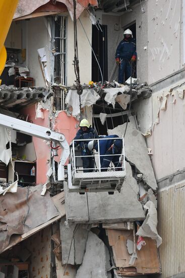 Aftermath of apartment house collapse in Izhevsk