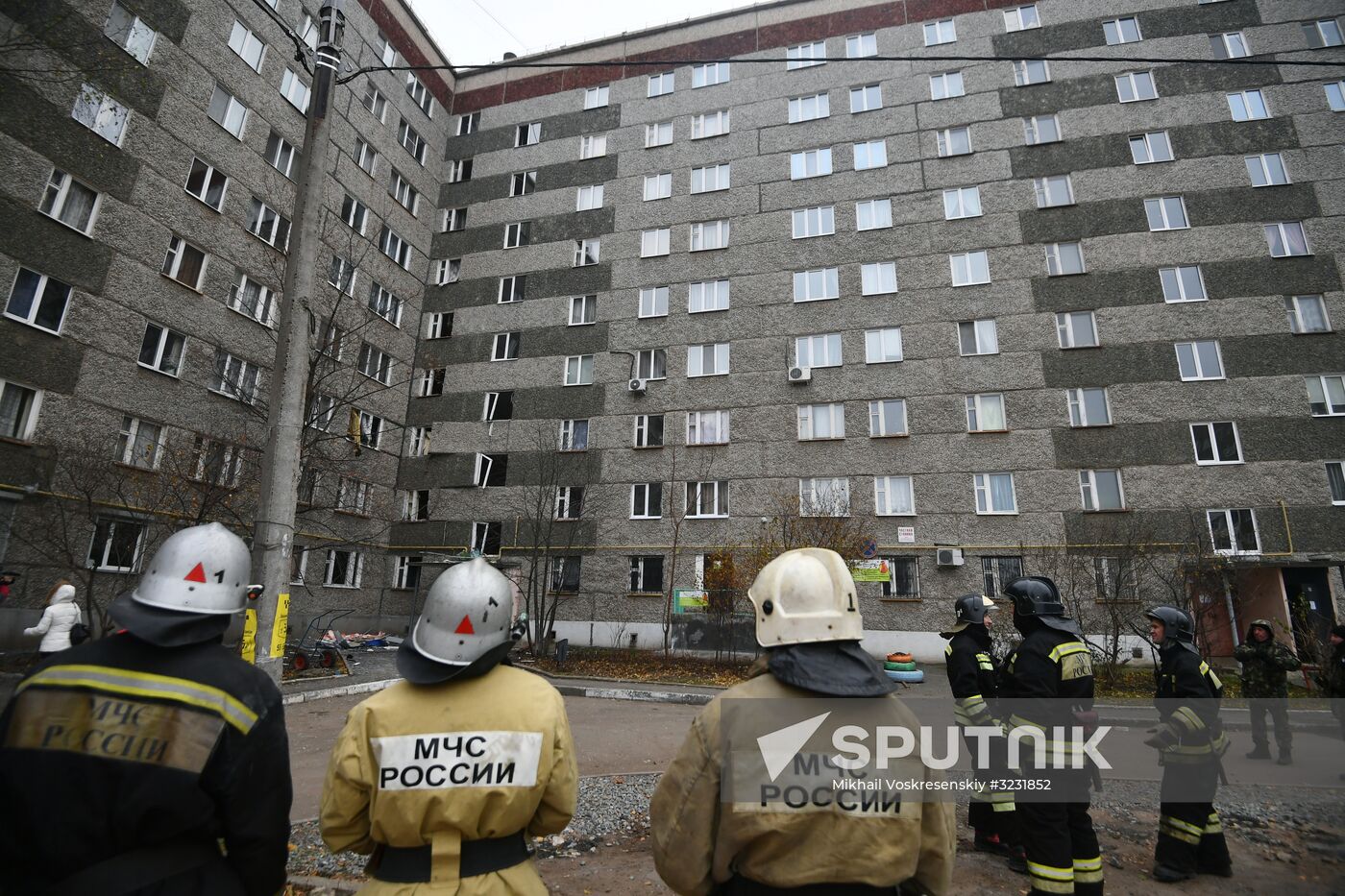 Aftermath of apartment house collapse in Izhevsk