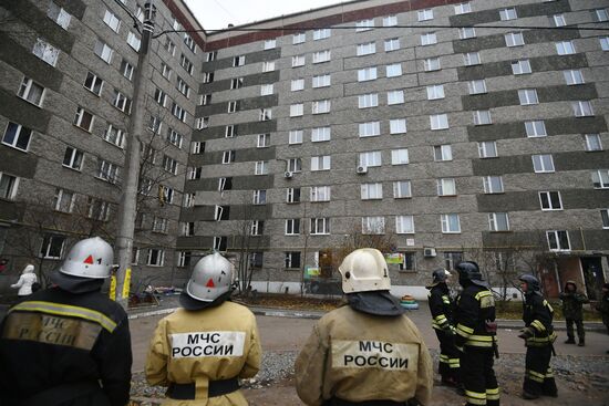 Aftermath of apartment house collapse in Izhevsk