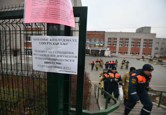 Aftermath of apartment house collapse in Izhevsk