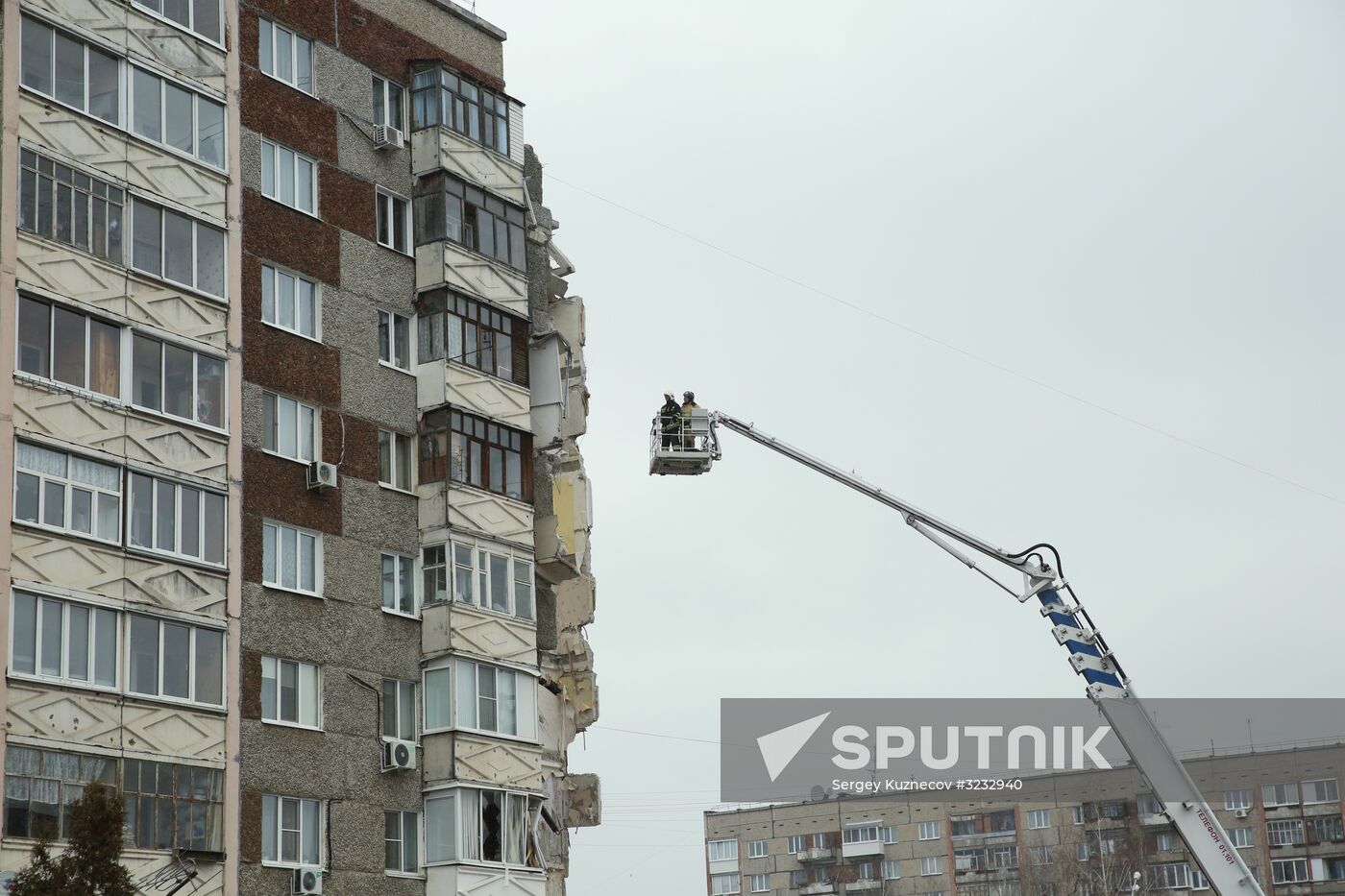 Residential building collapse site in Izhevsk