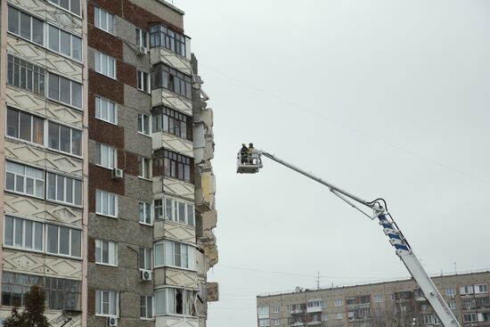 Residential building collapse site in Izhevsk