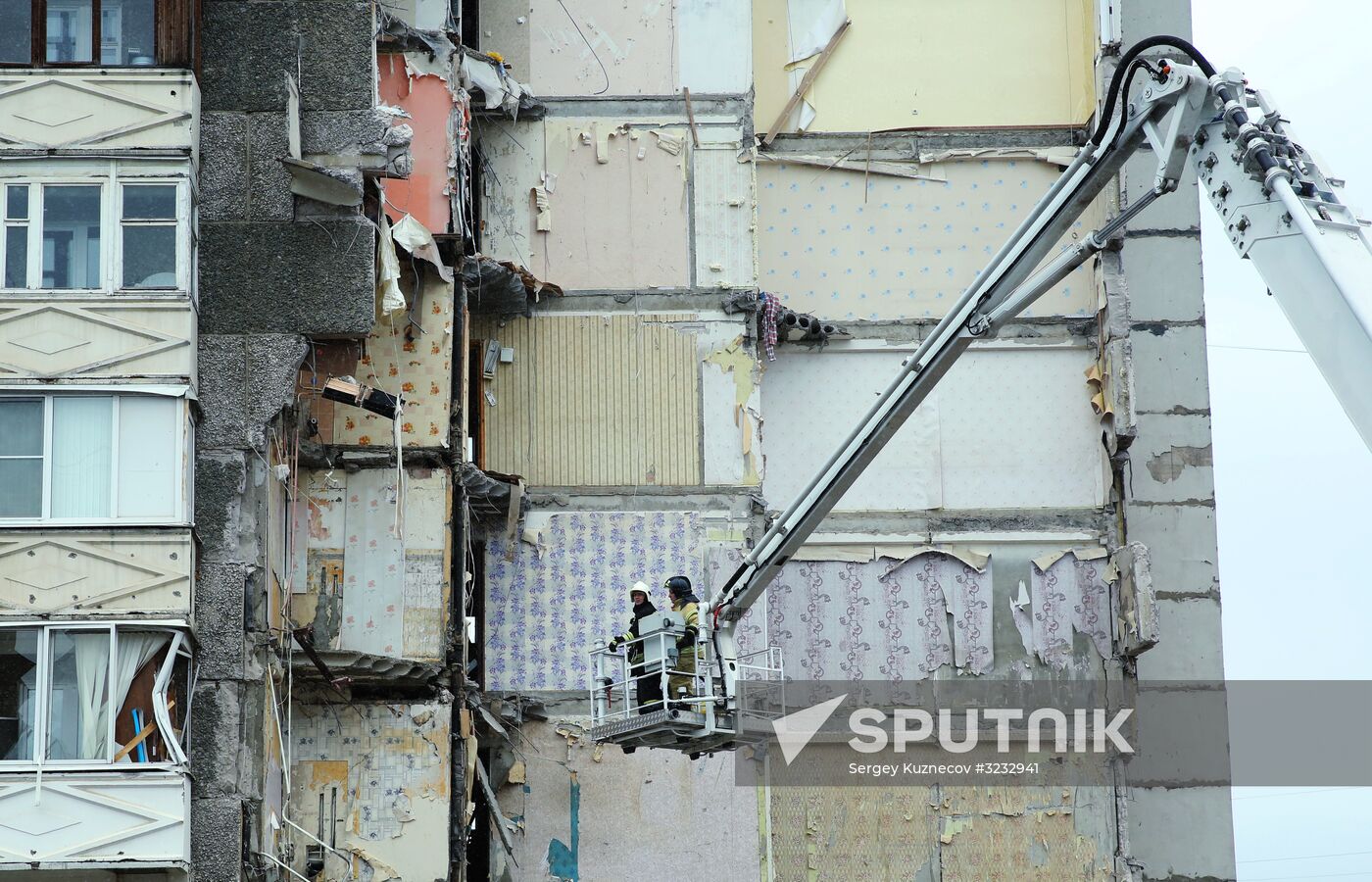 Residential building collapse site in Izhevsk