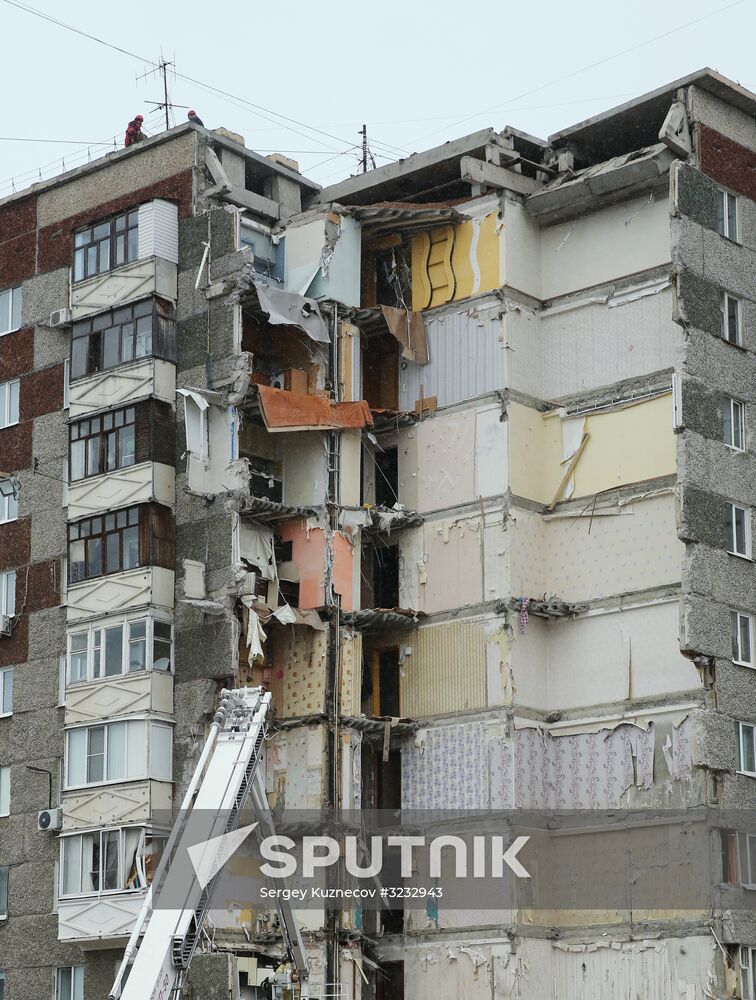Residential building collapse site in Izhevsk