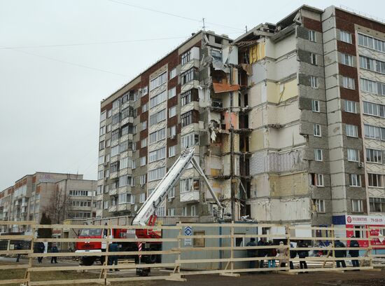 Residential building collapse site in Izhevsk