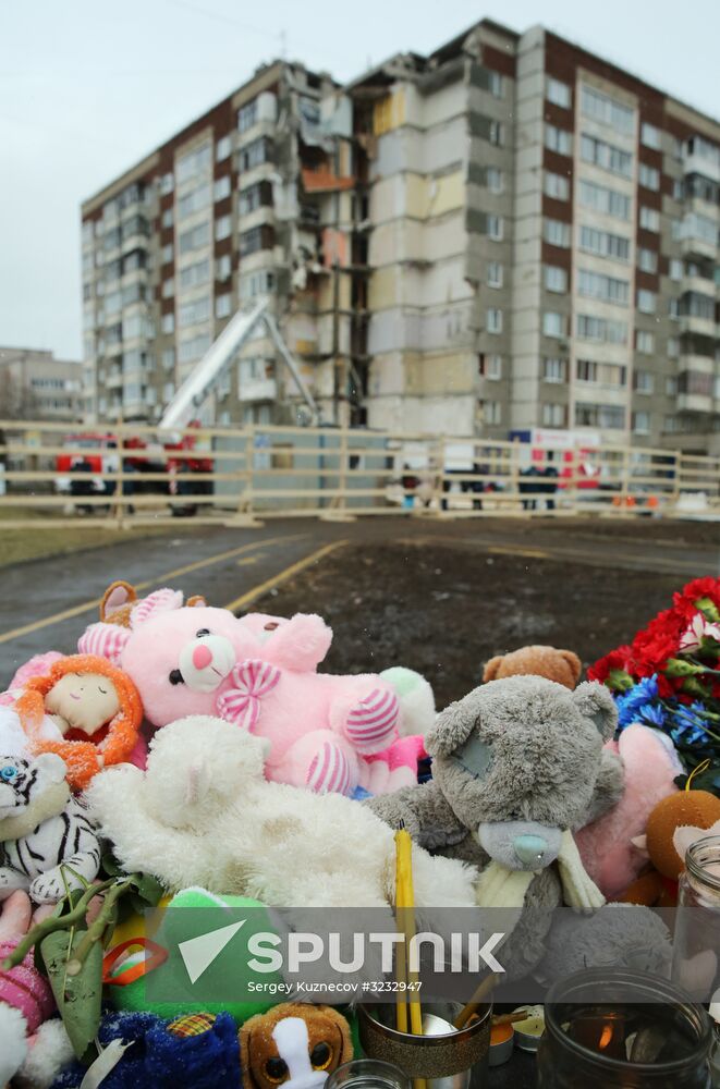 Residential building collapse site in Izhevsk
