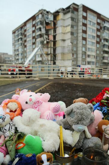 Residential building collapse site in Izhevsk