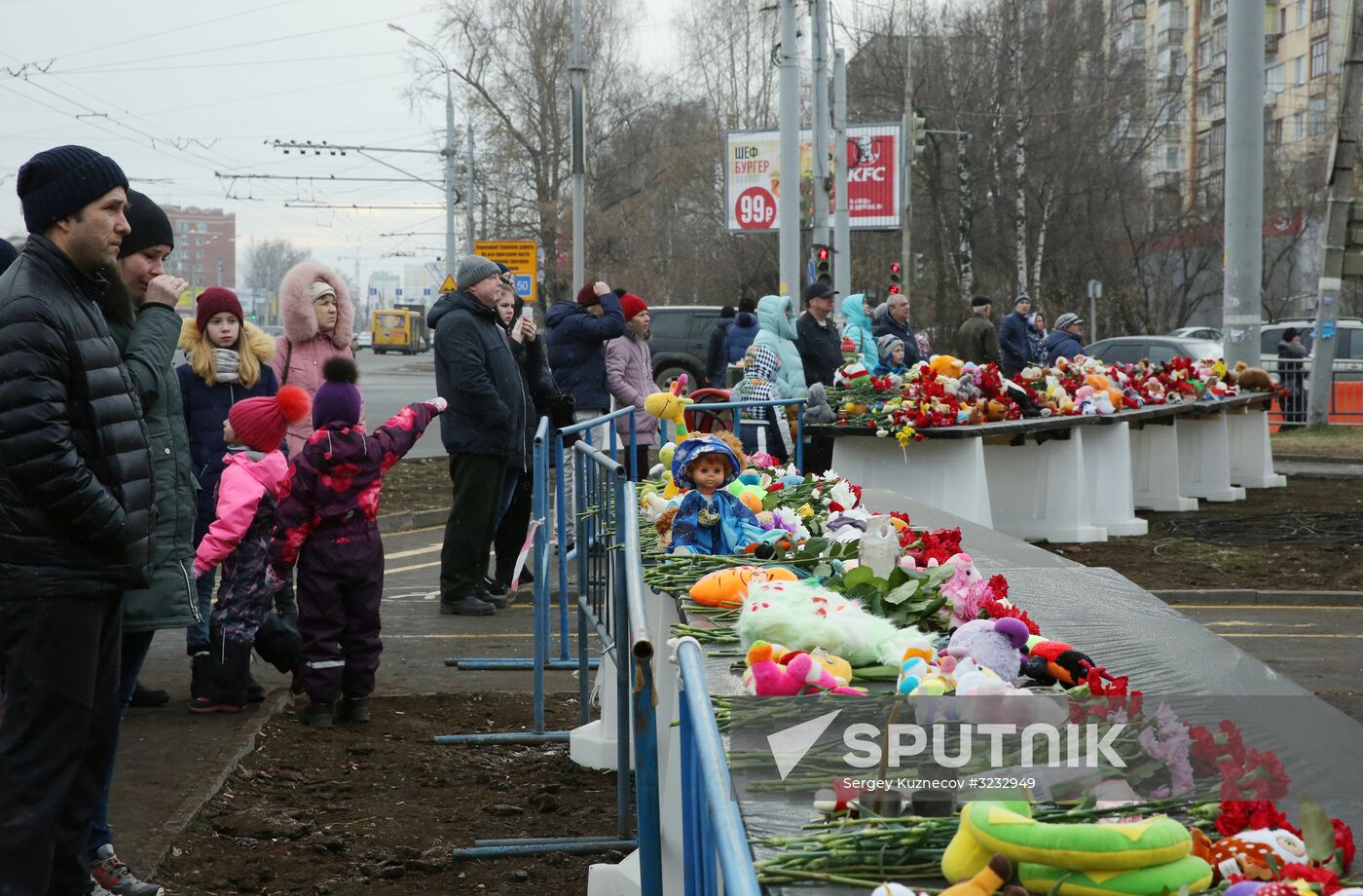 Residential building collapse site in Izhevsk