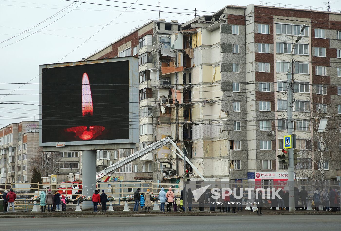 Residential building collapse site in Izhevsk