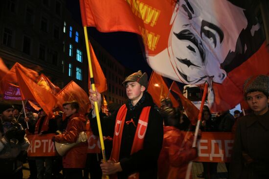Communist Party's rally and procession in St. Petersburg