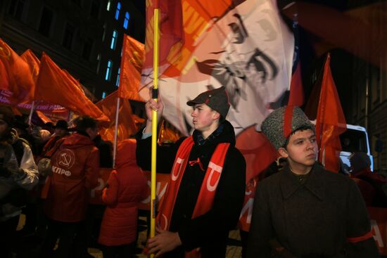 Communist Party's rally and procession in St. Petersburg