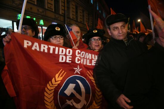 Communist Party's rally and procession in St. Petersburg