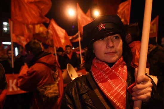 Communist Party's rally and procession in St. Petersburg