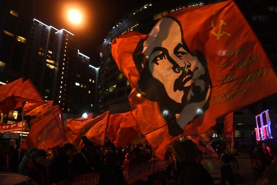 Communist Party's rally and procession in St. Petersburg