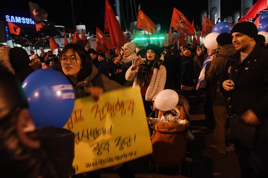 Communist Party's rally and procession in St. Petersburg