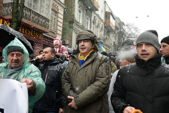 Mikheil Saakashvili supporters stage rally in Kiev