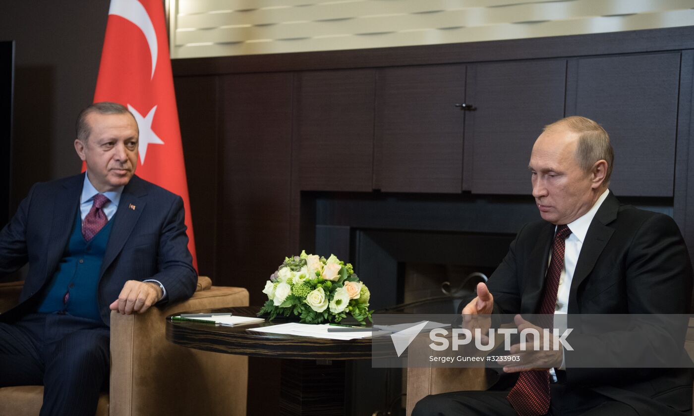 President Vladimir Putin meets with Turkish President Recep Tayyip Erdogan