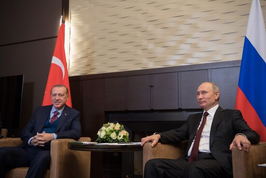 President Vladimir Putin meets with Turkish President Recep Tayyip Erdogan