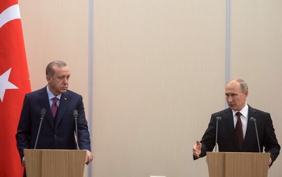 President Vladimir Putin meets with Turkish President Recep Tayyip Erdogan