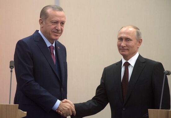 President Vladimir Putin meets with Turkish President Recep Tayyip Erdogan