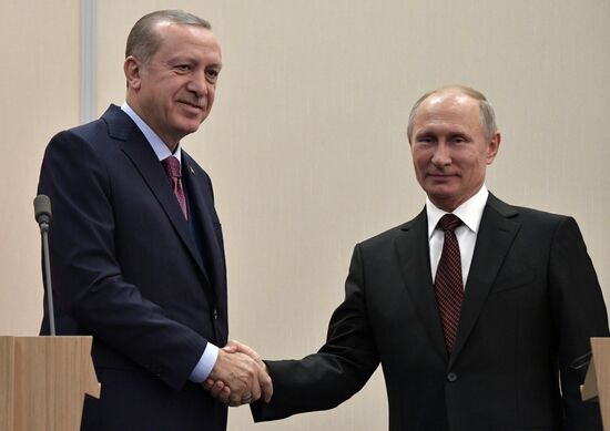 President Vladimir Putin meets with Turkish President Recep Tayyip Erdogan