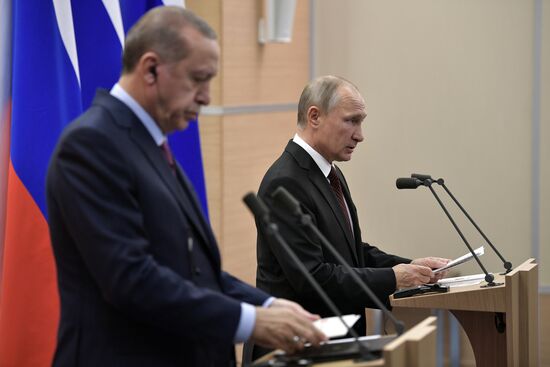 President Vladimir Putin meets with Turkish President Recep Tayyip Erdogan